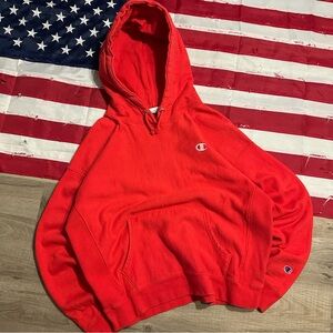 Modern Champion Reverse Weave Red Hoodie Tagged XL Fits Like Large